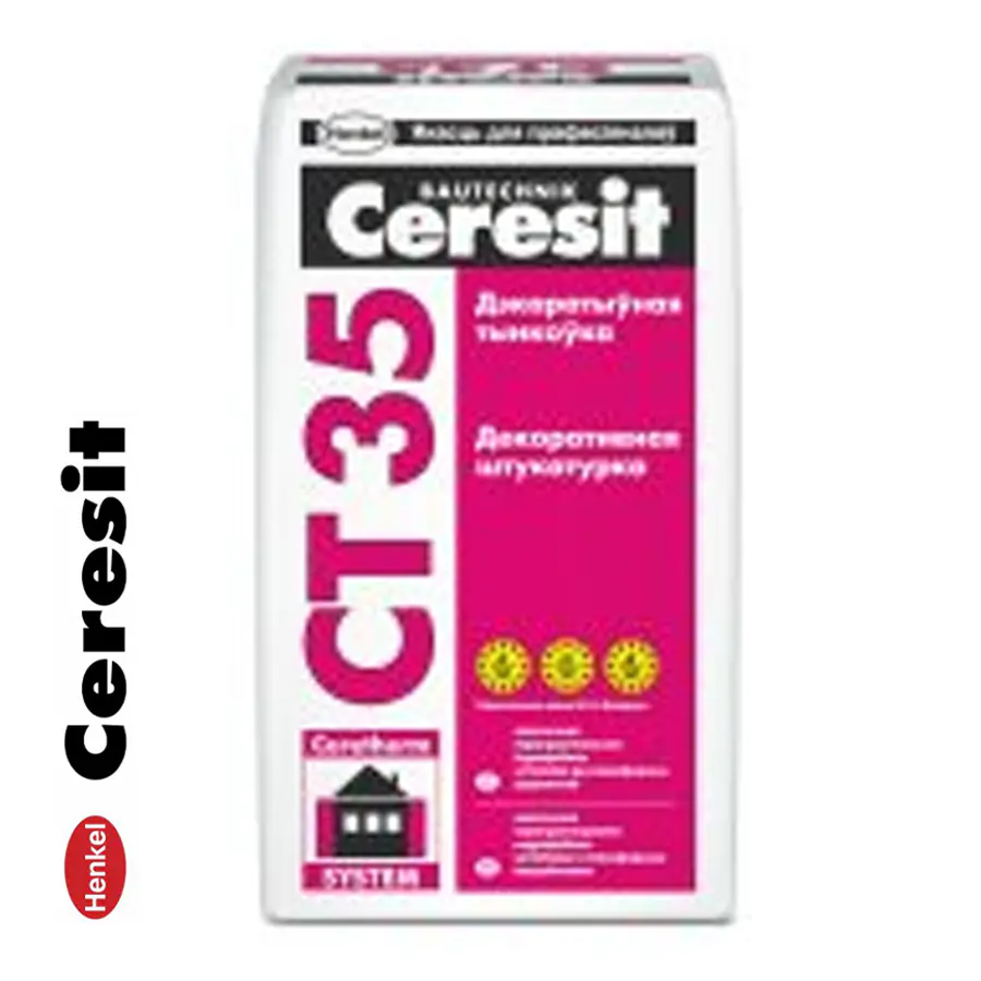 Декоративная штукатурка Ceresit СТ 35 2,5 мм короед под окраску 25 кг. РБ.