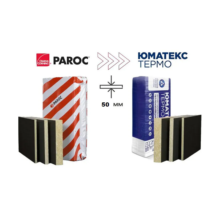 Утеплитель Umatex Termo WAS 35tb. 50 мм (6 плит = 4,32 м²) PAROC