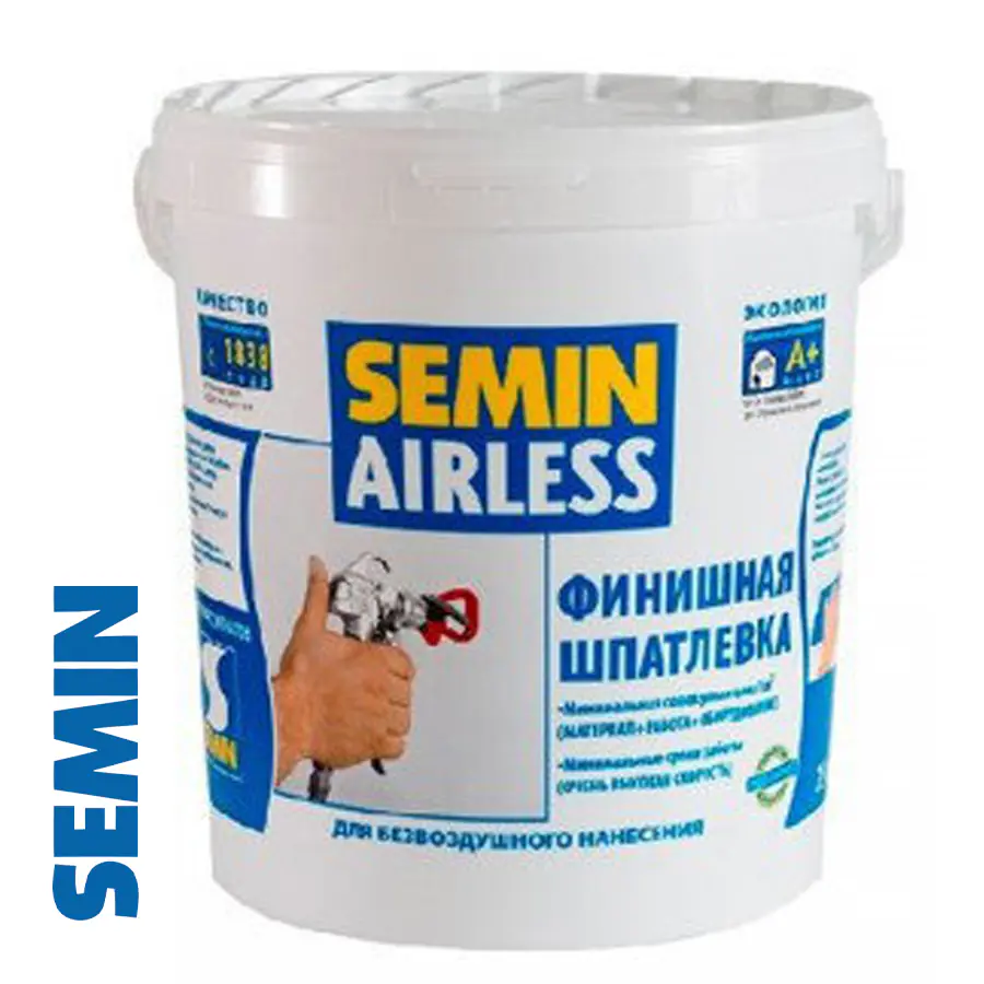 Шпатлёвка SEMIN AIRLESS CLASSIC (белая крышка). 25 кг. РФ.