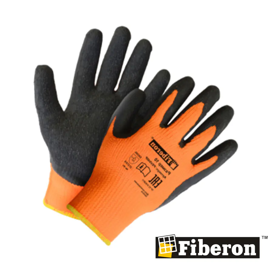 Перчатки утепленные акриловые с вспененным латексным покрытием, Fiberon, 10(XL)/PSV040P
