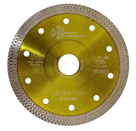 Круг алмазный 125х22 мм по керамике сплошной ультратонкий 1.2 мм. Ultra Thin X-Turbo TRIO-DIAMOND UTX520