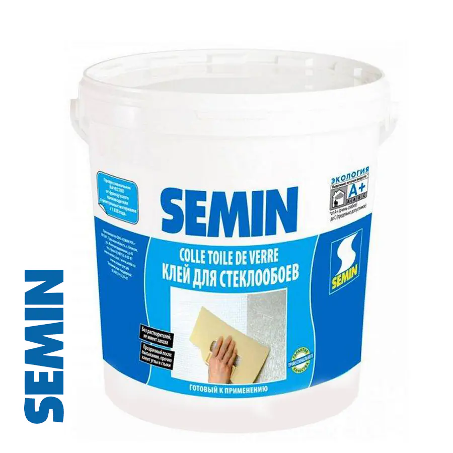 Клей SEMIN COLLE TOILE DE VERRE для стеклохолста. 10 кг. РФ.