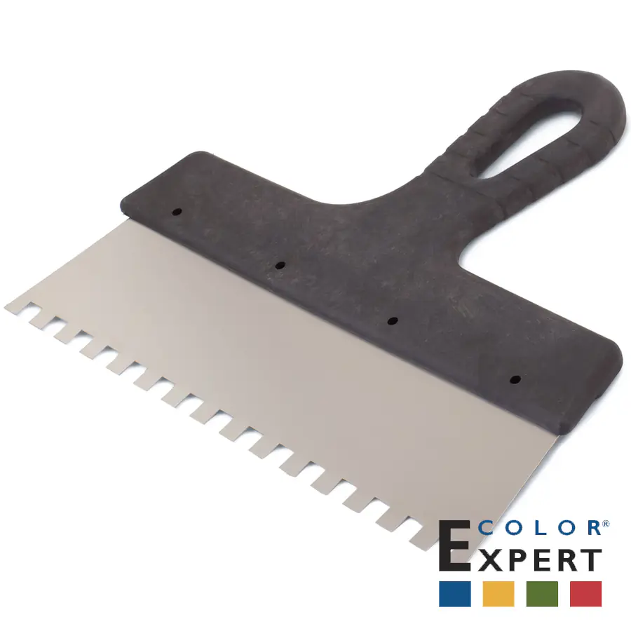 Шпатель зубчатый 250 мм нержавеющий 8x8 мм. Color Expert