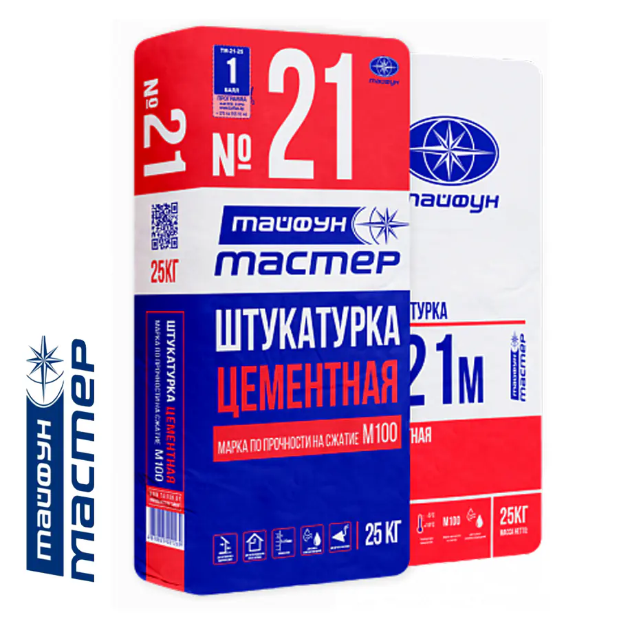 Штукатурка цементная Тайфун Мастер № 21М (Зима) 25кг.
