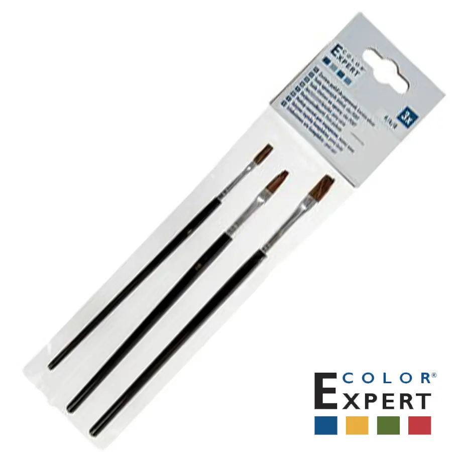 Набор  художественных  кистей (Размер 4. 6. 8 мм волос пони) . Color Expert
