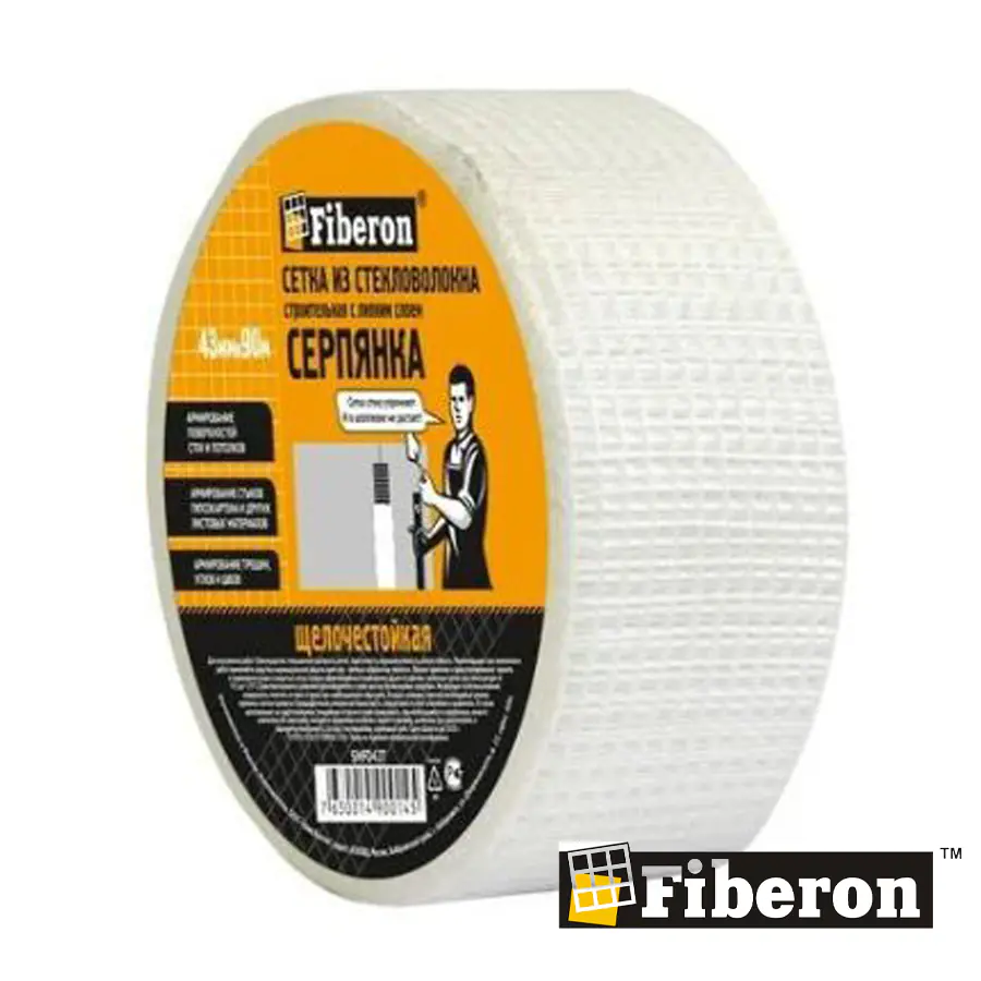 Лента серпянка для заделки швов ГКЛ 43мм x 90м. Fiberon СТАНДАРТ